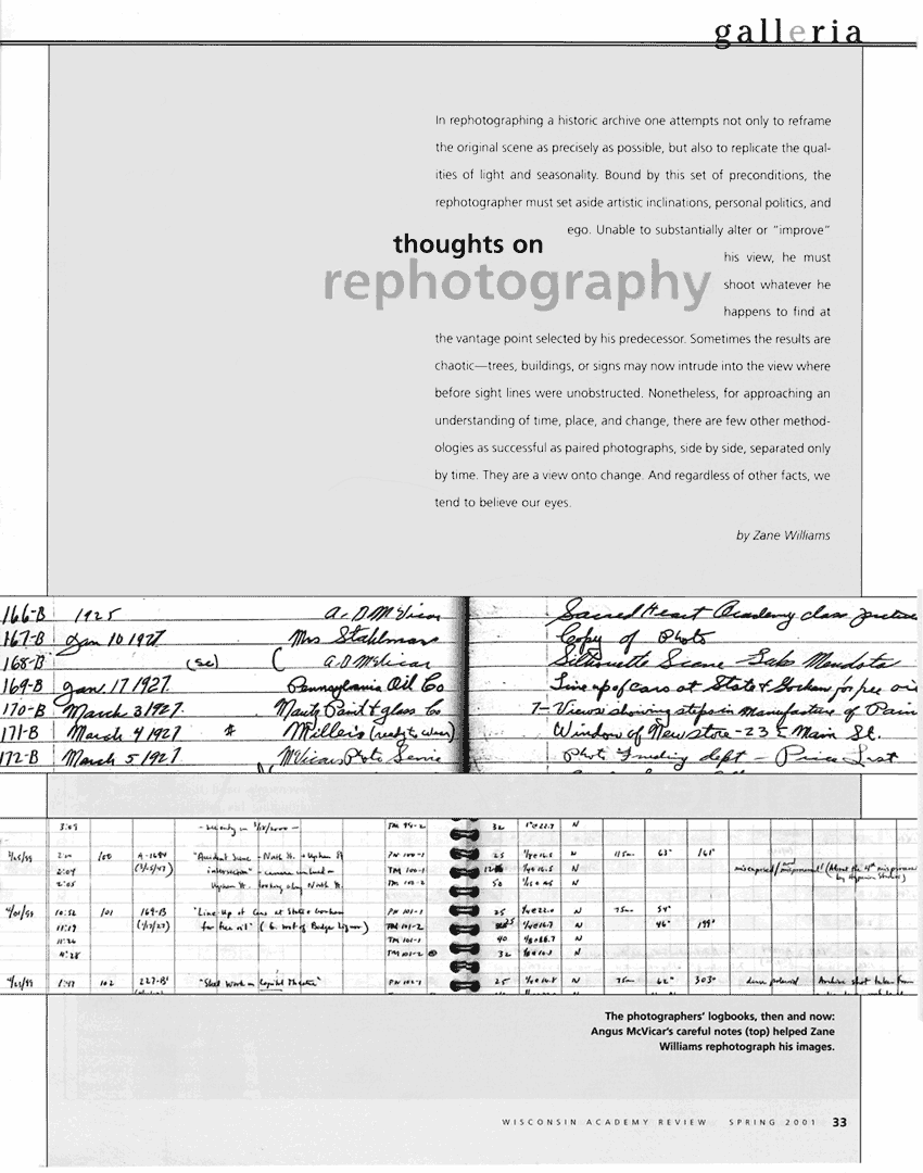 ZANE WILLIAMS Double Take: A Rephotographic Survey of Madison, Wisconsin